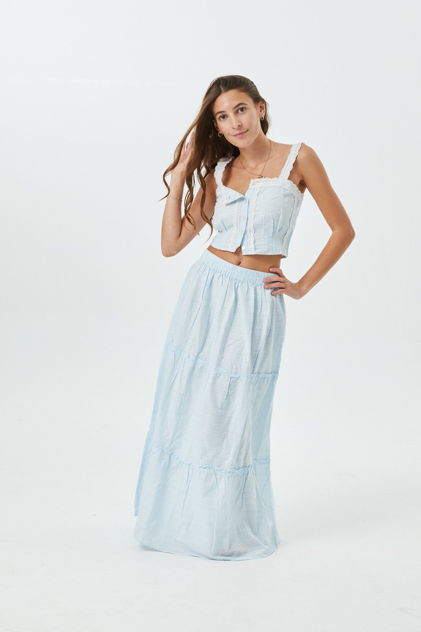 Skylar Pastel Blue Heart Tank Top