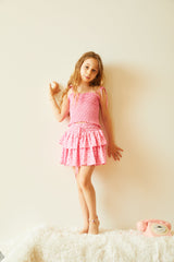 Georgia Pink With Red Hearts Satin Smocked Top