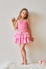 Willow Pink With Red Hearts Satin Skort