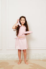 Stella Ribbed Tank - Ballet Pink with Lace Trim