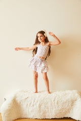 Georgia Romantic Rose White With Pink Satin Smocked Top