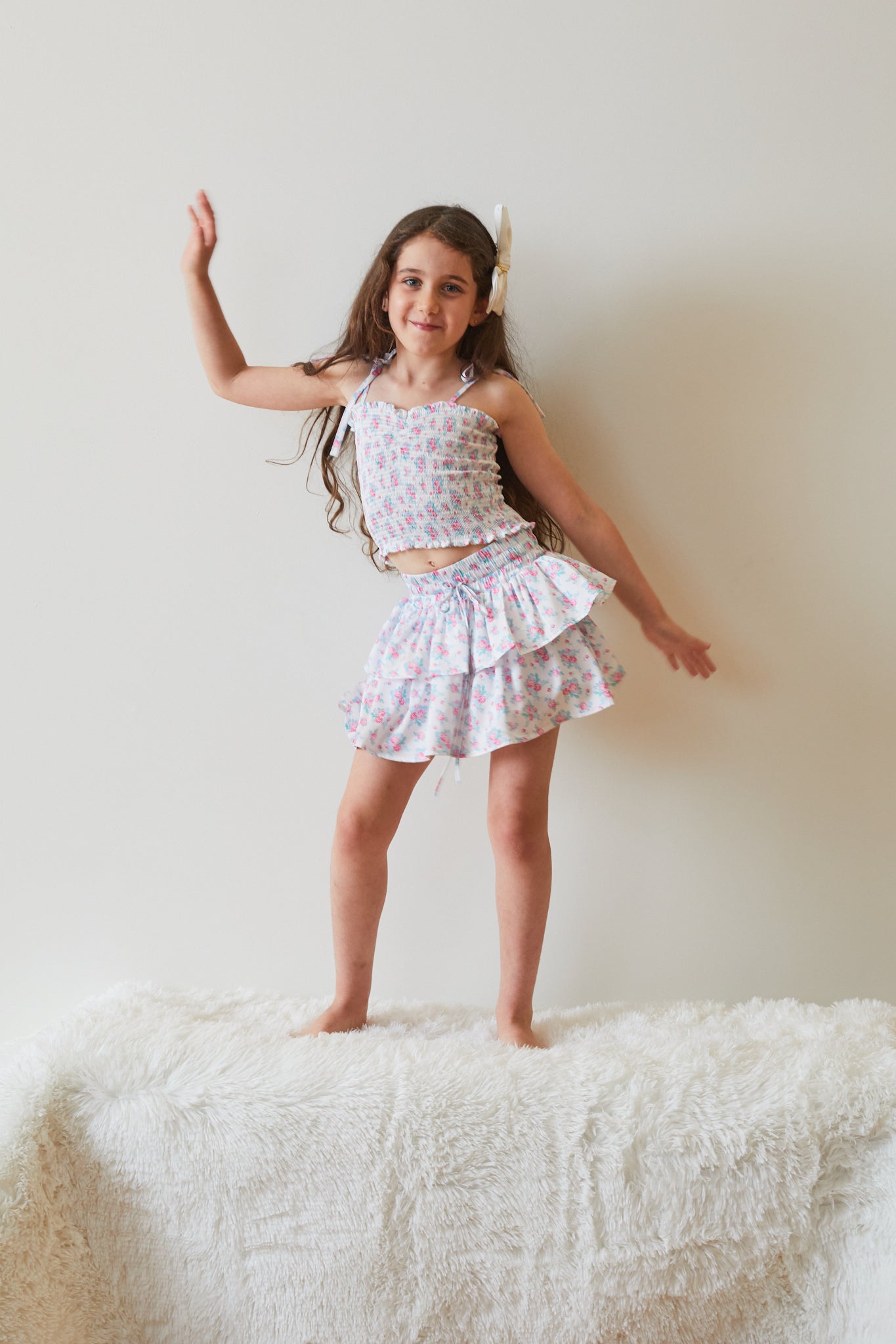 Willow Romantic Rose White With Pink Satin Skort