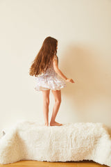 Georgia Romantic Rose White With Pink Satin Smocked Top