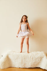 Georgia Romantic Rose White With Pink Satin Smocked Top
