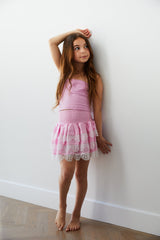 Gemma Pink Heart Smocked Ruffle Mini Skirt