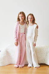 Ash Pink With Cherries Terry Wide Leg Pant