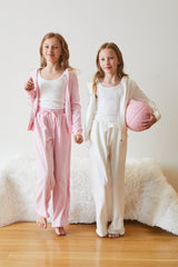 Ash Pink With Cherries Terry Wide Leg Pant