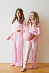 Ash Pink With Cherries Terry Wide Leg Pant