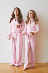 Ash Pink With Cherries Terry Wide Leg Pant