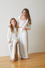 Ash White With Heart & Arrow Terry Wide Leg Pant
