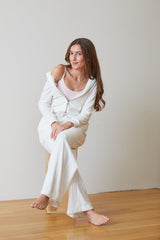 Elle White With Heart & Harrow Terry Zip Up Hoodie Sweatshirt