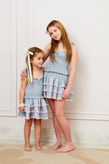 Georgia Grey Satin Smocked Top