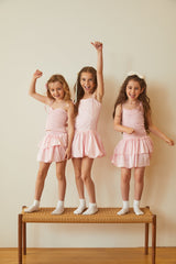 Lola Pastel Pink Satin Smocked Ruffle Dress