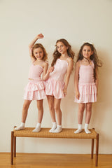 Lola Pastel Pink Satin Smocked Ruffle Dress