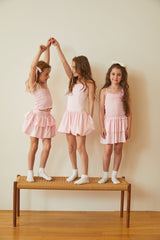 Lola Pastel Pink Satin Smocked Ruffle Dress