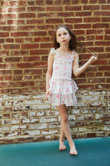 Georgia Vintage Romantic Rose Satin Smocked Top