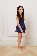 Willow Satin Navy Rose Skort