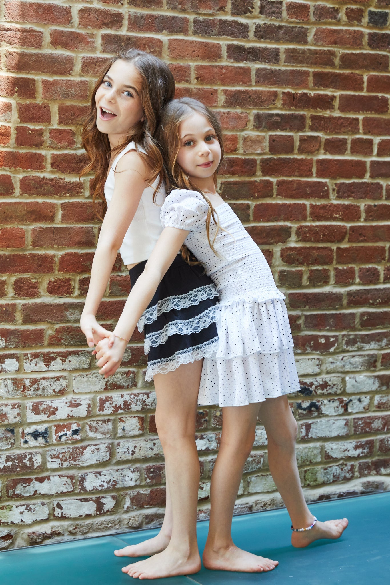 Lexi Petite Heart Satin Smocked Short Sleeve Ruffle Dress