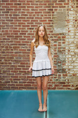 Lola Heart Polka Dot Satin Smocked Ruffle Dress
