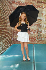Georgia Black Satin Smocked Top