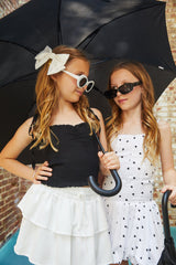 Bailey White With Black Hearts Satin Ballet Dress