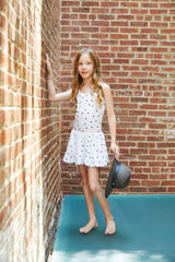 Bailey White With Black Hearts Satin Ballet Dress