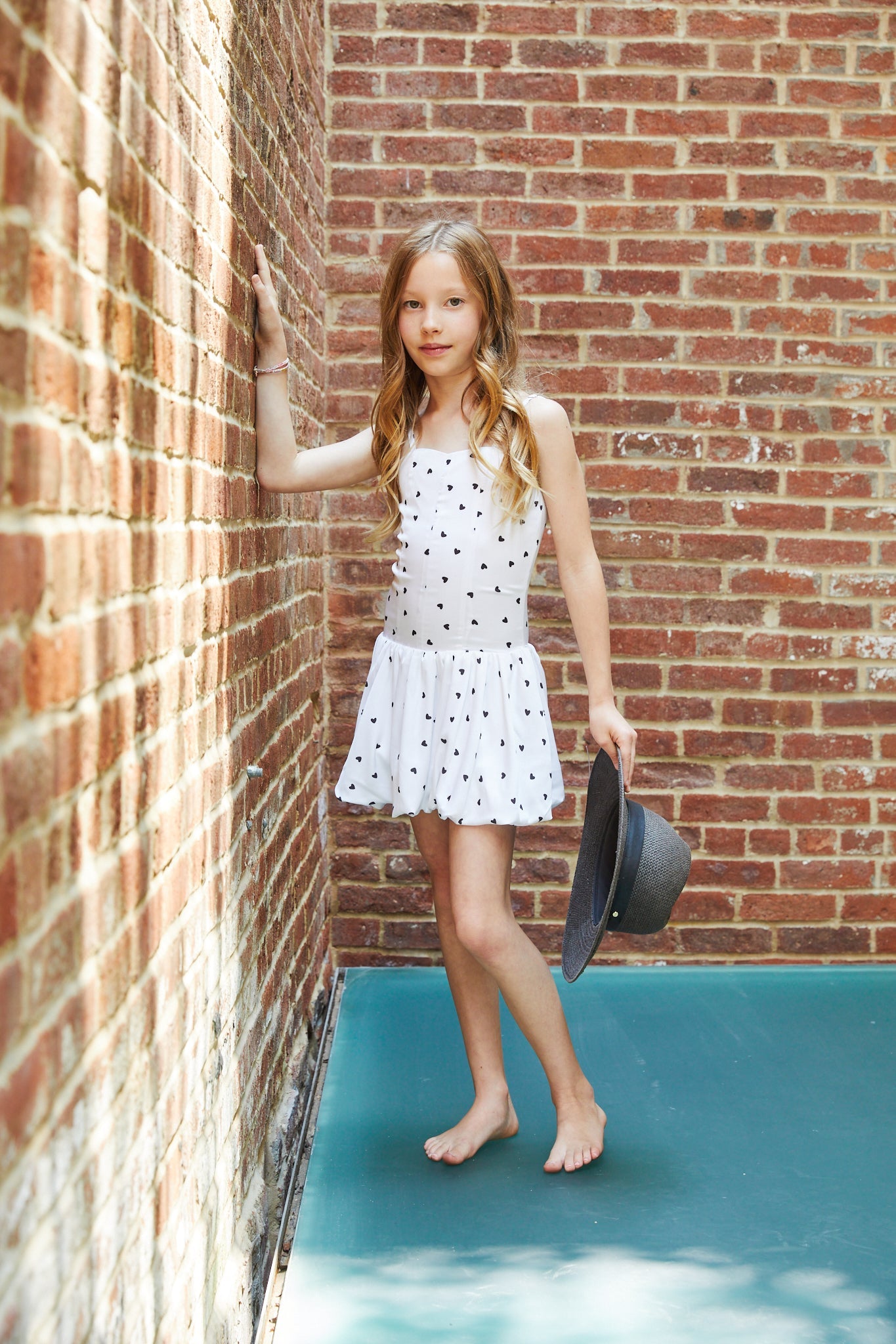 Bailey White With Black Hearts Satin Ballet Dress