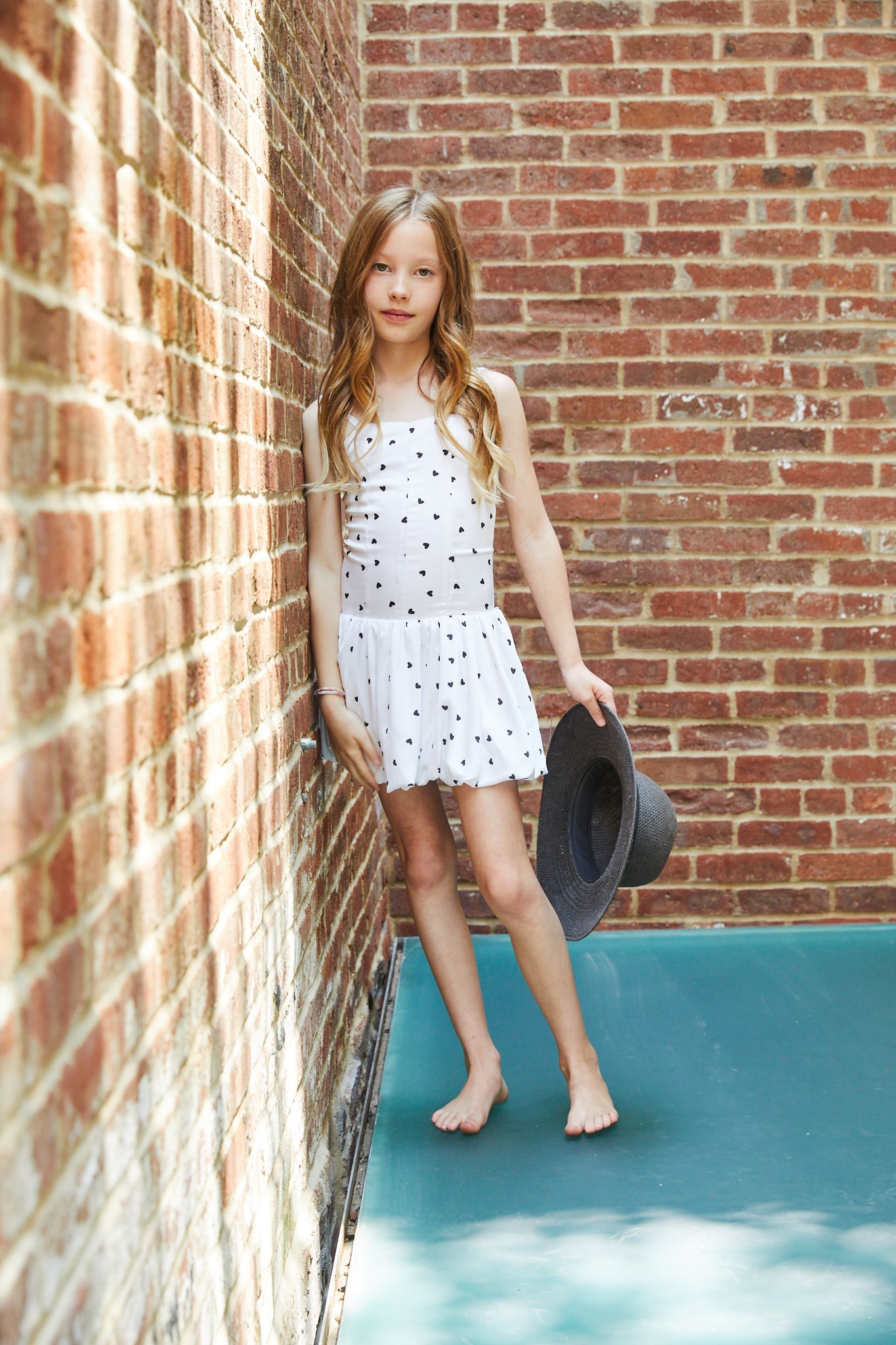 Bailey White With Black Hearts Satin Ballet Dress
