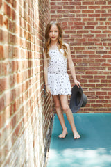 Bailey White With Black Hearts Satin Ballet Dress