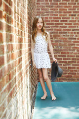 Bailey White With Black Hearts Satin Ballet Dress