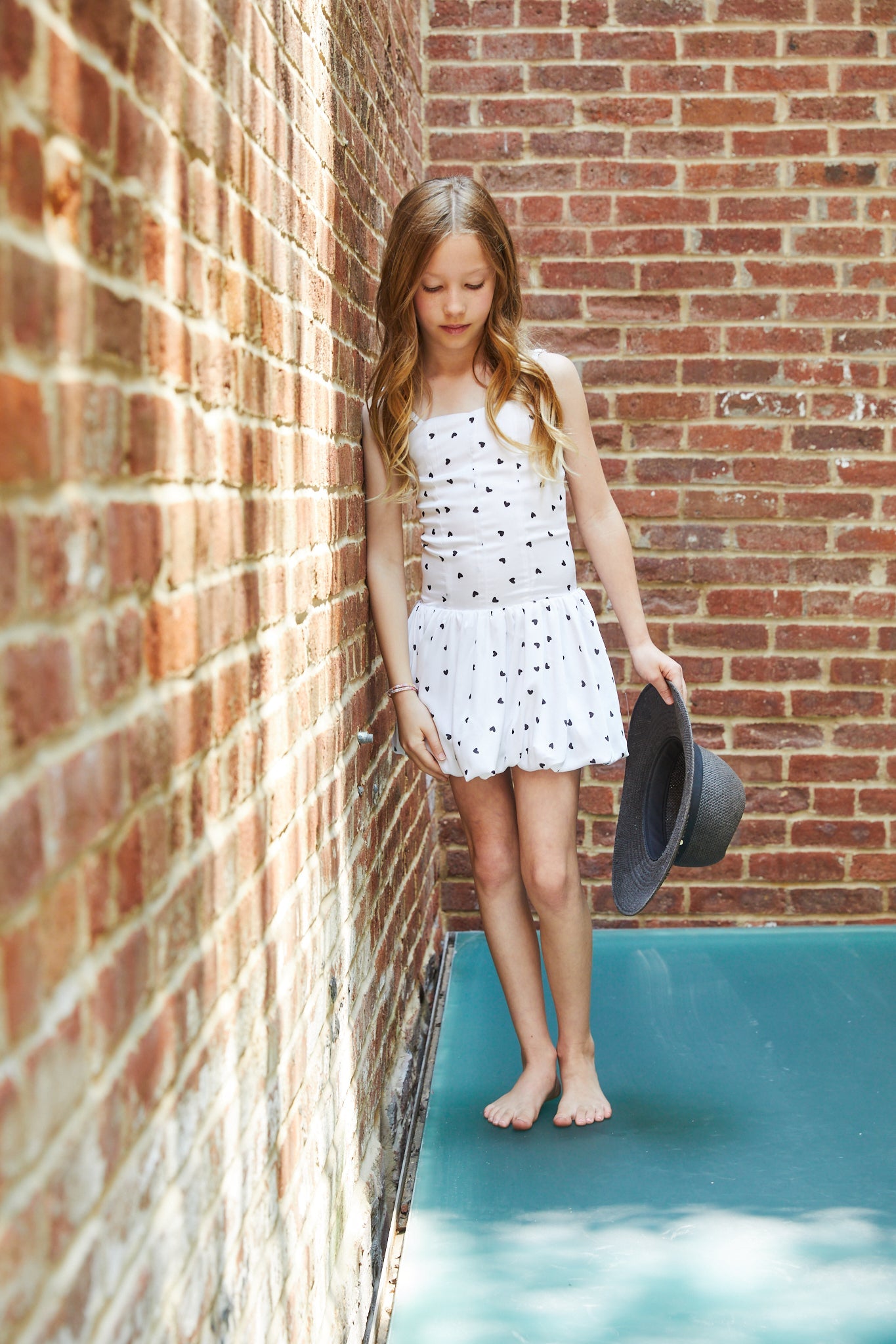 Bailey White With Black Hearts Satin Ballet Dress