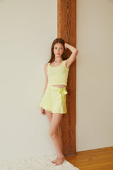 Klara Pastel Yellow Satin Wrap Skirt