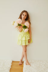 Georgia Pastel Yellow Satin Smocked Top