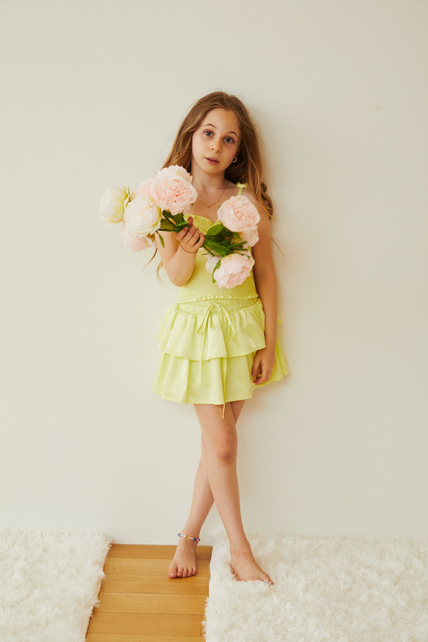 Georgia Pastel Yellow Satin Smocked Top