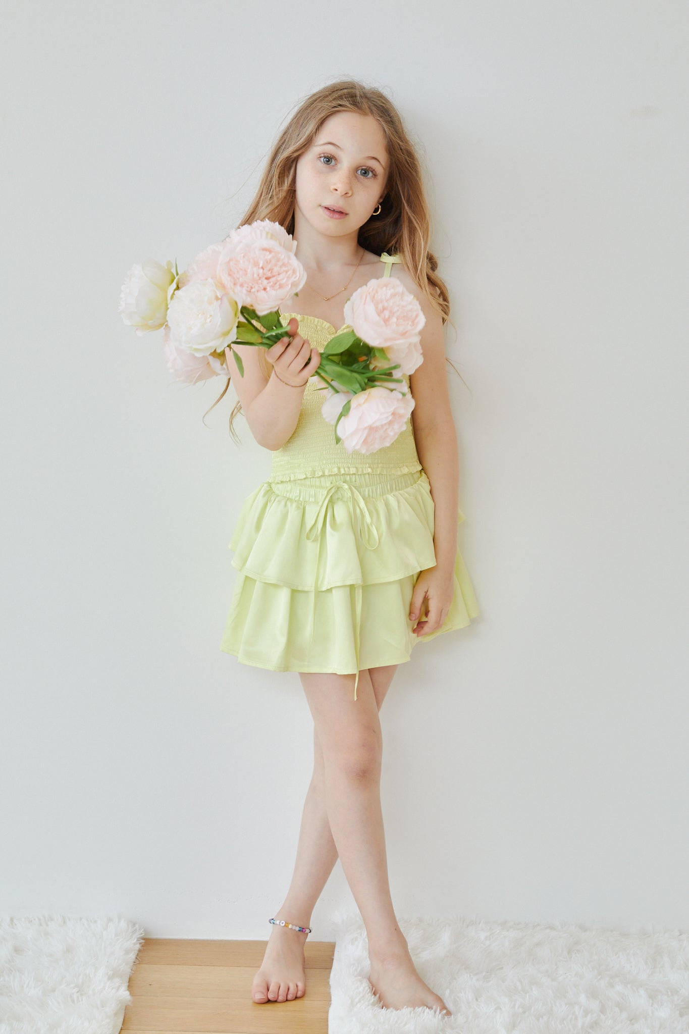 Georgia Pastel Yellow Satin Smocked Top