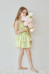 Georgia Pastel Yellow Satin Smocked Top