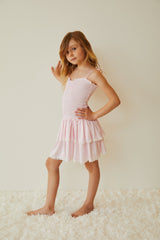 Lola Pastel Pink & White Gingham Hearts Satin Smocked Ruffle Dress