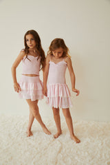 Georgia Pastel Pink & White Gingham Hearts Satin Smocked Top
