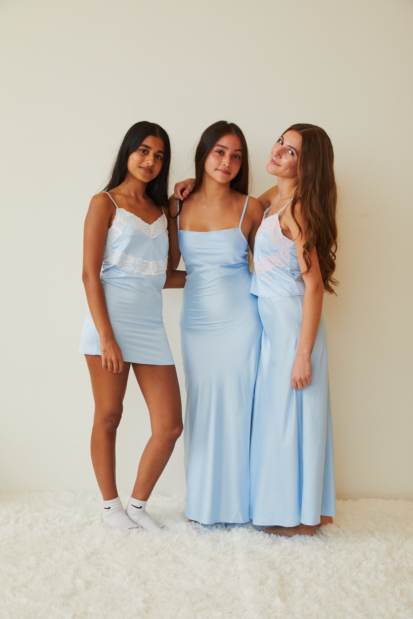 Charlotte Pastel Blue Long Satin Dress