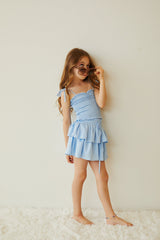 Willow Pastel Blue Satin Skort