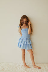 Willow Pastel Blue Satin Skort