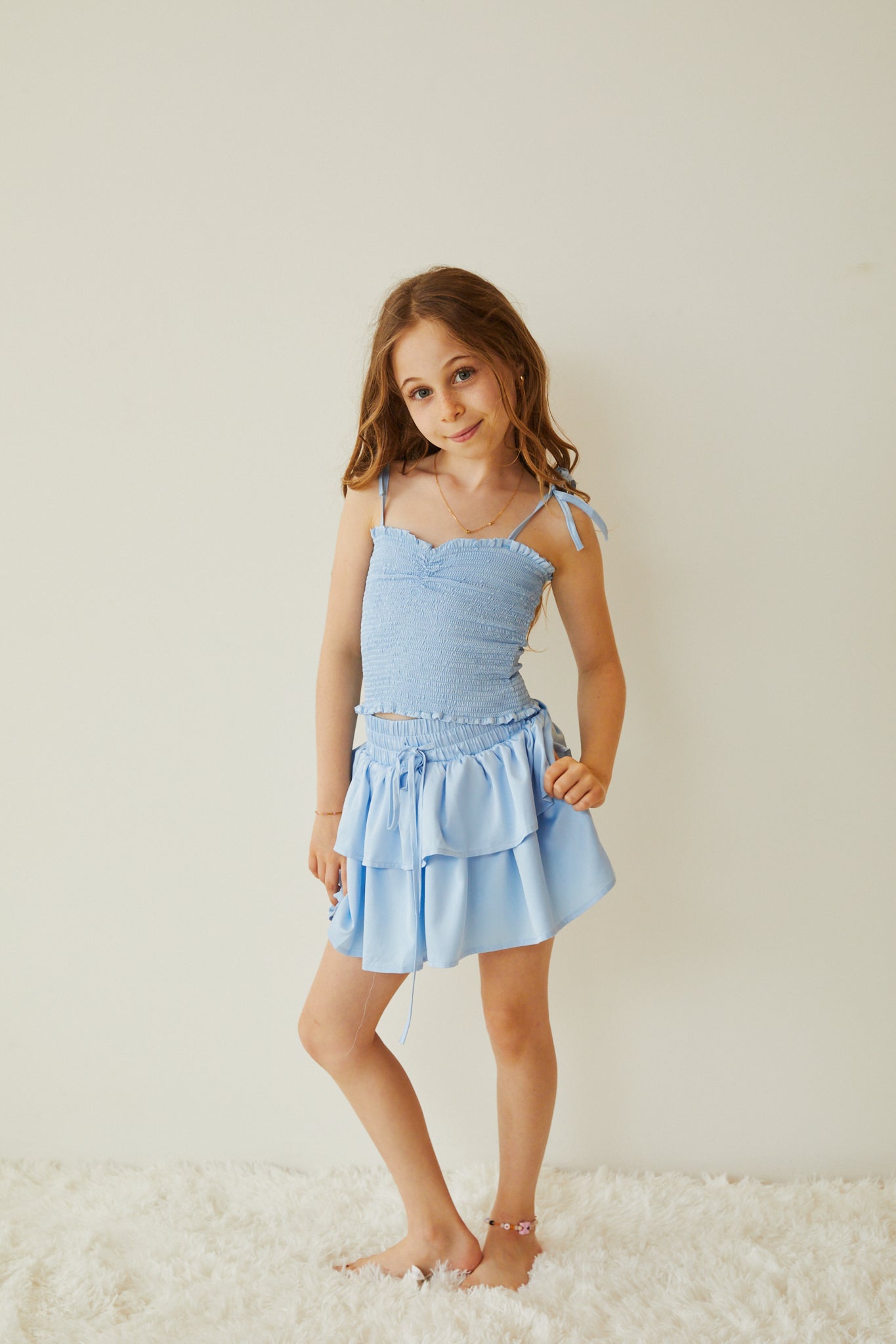Willow Pastel Blue Satin Skort