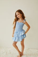 Willow Pastel Blue Satin Skort
