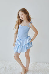 Willow Pastel Blue Satin Skort