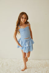 Willow Pastel Blue Satin Skort