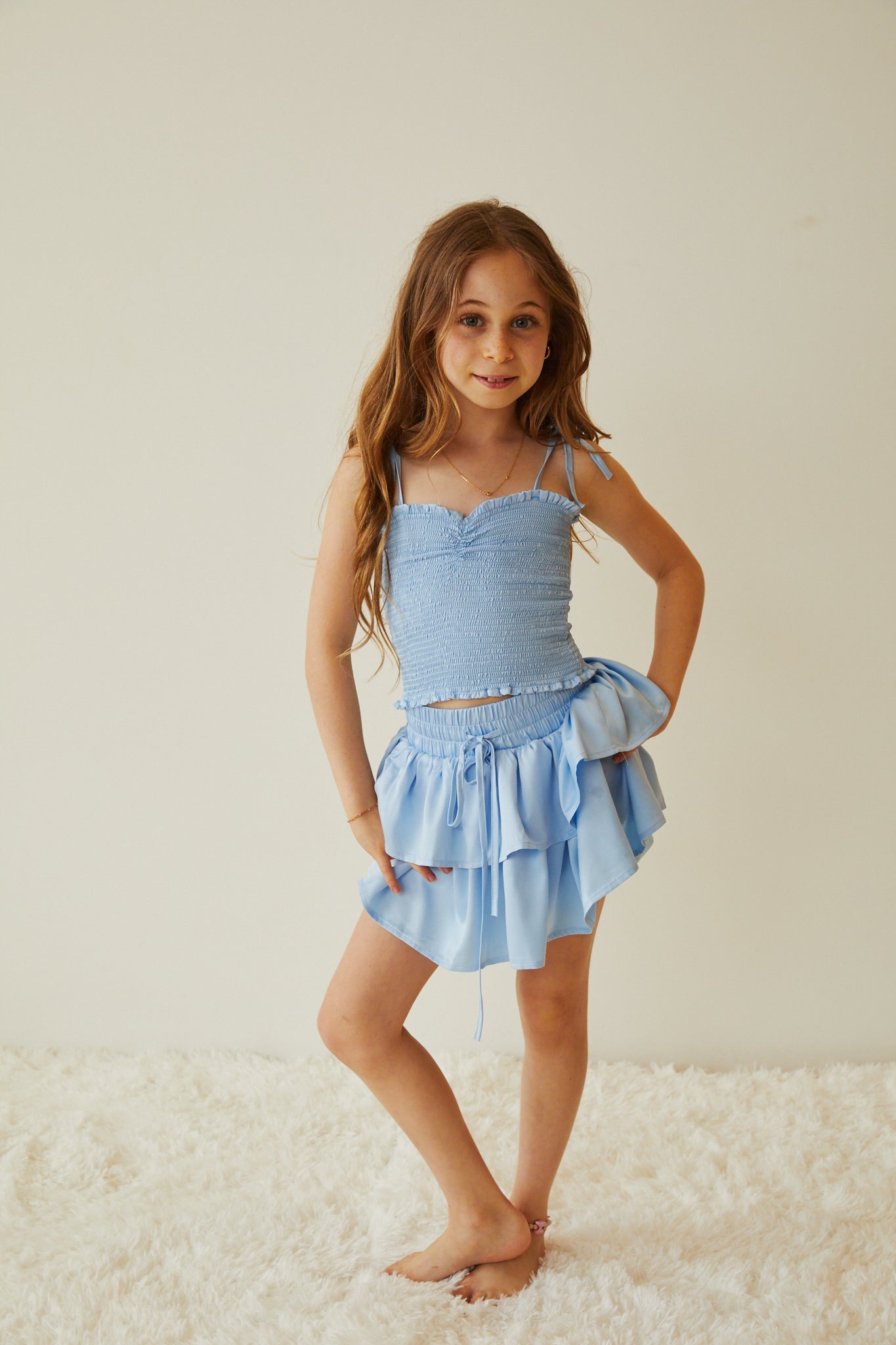 Willow Pastel Blue Satin Skort