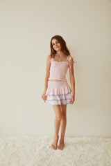 Georgia Pastel Pink Pin Strips Satin Smocked Top