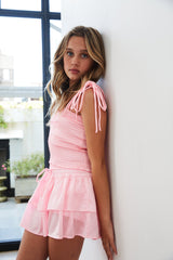 Georgia Light Pink Satin Smocked Top