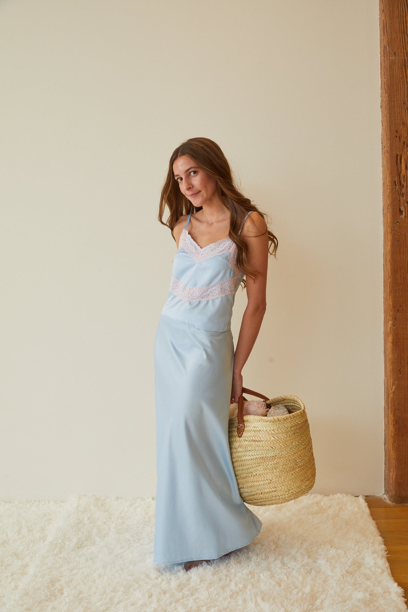 Joey Pastel Blue Satin Maxi