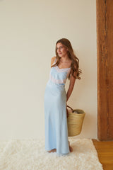 Joey Pastel Blue Satin Maxi